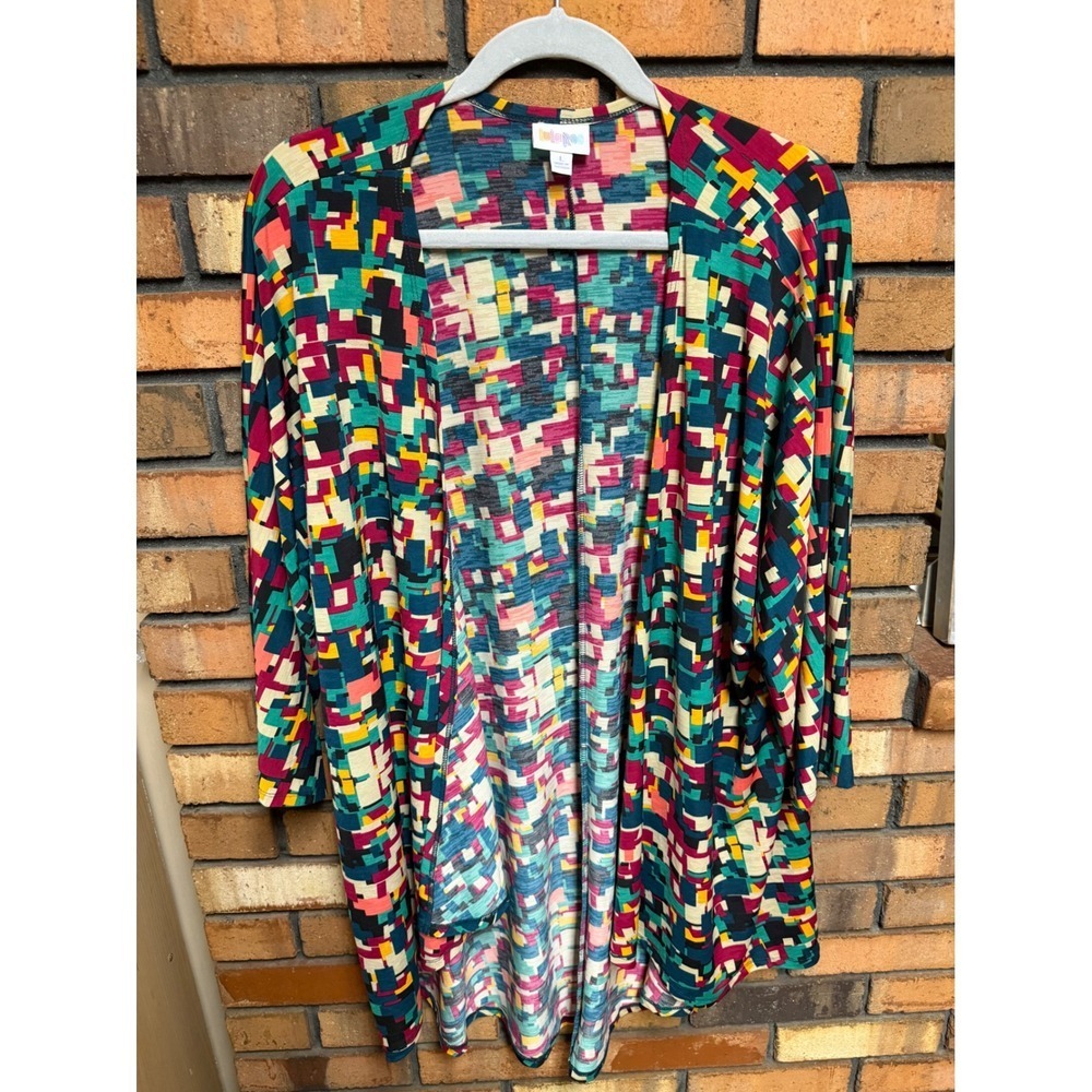 LuLaRoe Multicolor Geometric Pixel Cardigan